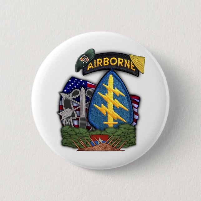 Badge Rond 5 Cm 5e forces spéciales green berets vétérans Bouton (Devant)