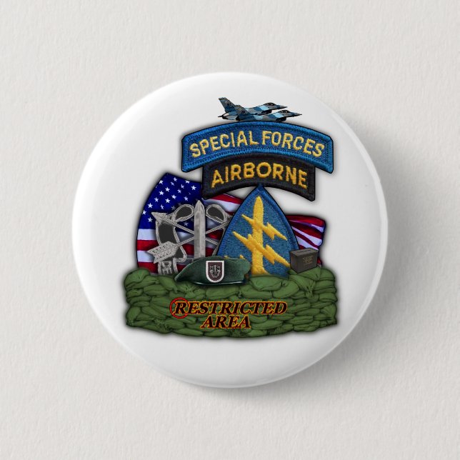 Badge Rond 5 Cm 5e forces spéciales green berets vétérans Bouton (Devant)