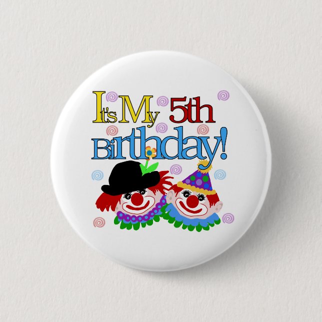 Badge Rond 5 Cm 5ème anniversaire de clowns idiots (Devant)