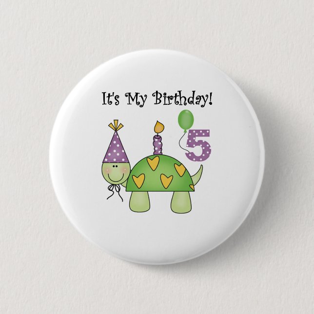 Badge Rond 5 Cm 5ème anniversaire de tortue (Devant)