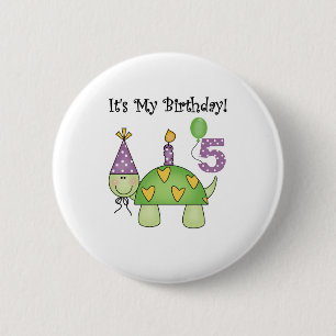 Badge Rond 5 Cm 5ème anniversaire de tortue