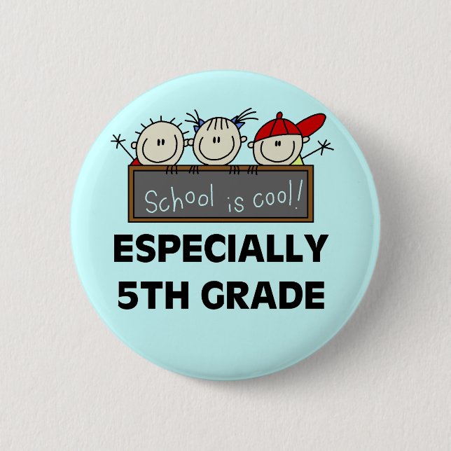 Badge Rond 5 Cm 5ème L'école primaire est les T-shirts et les (Devant)