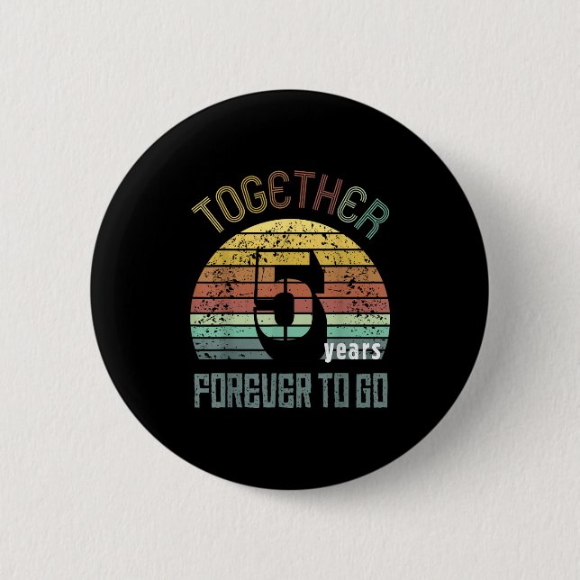 Badge Rond 5 Cm 5th Years Wedding Anniversary For Couple Matching  (Devant)