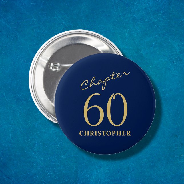 Badge Rond 5 Cm 60e anniversaire Blue Gold (Créateur téléchargé)