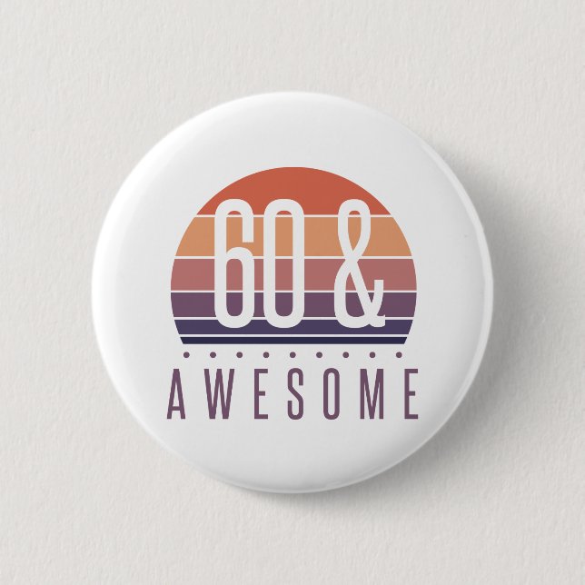 Badge Rond 5 Cm 60e anniversaire Retro Sunset (Devant)