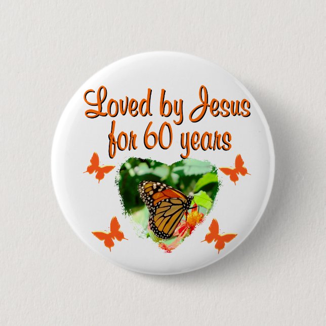 BADGE ROND 5 CM 60E BUTTERFLY ANNIVERSAIRE CONCEPTION (Devant)