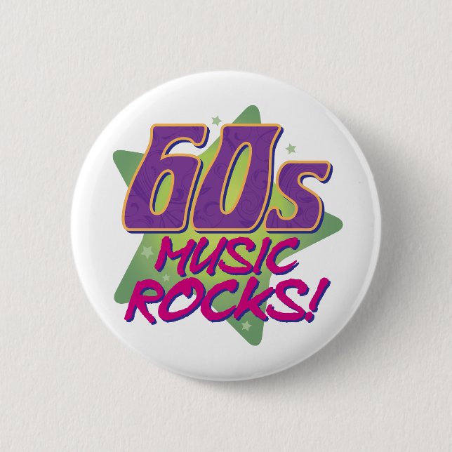Badge Rond 5 Cm 60s Music Rocks ! (Devant)