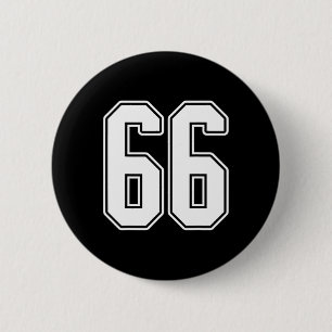 Badge Rond 5 Cm #66 White Outline Numéro 66 Sports Fan Jersey Styl