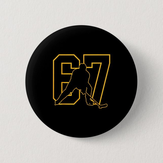 Badge Rond 5 Cm 67 Brainrot Youth Ice Hockey Drip - Funny Kids 67  (Devant)