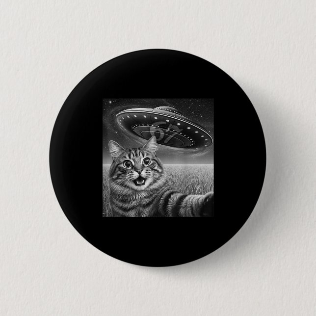 Badge Rond 5 Cm 67 Cat Selfie With Alien Ufos Funny Cat Six Seven  (Devant)