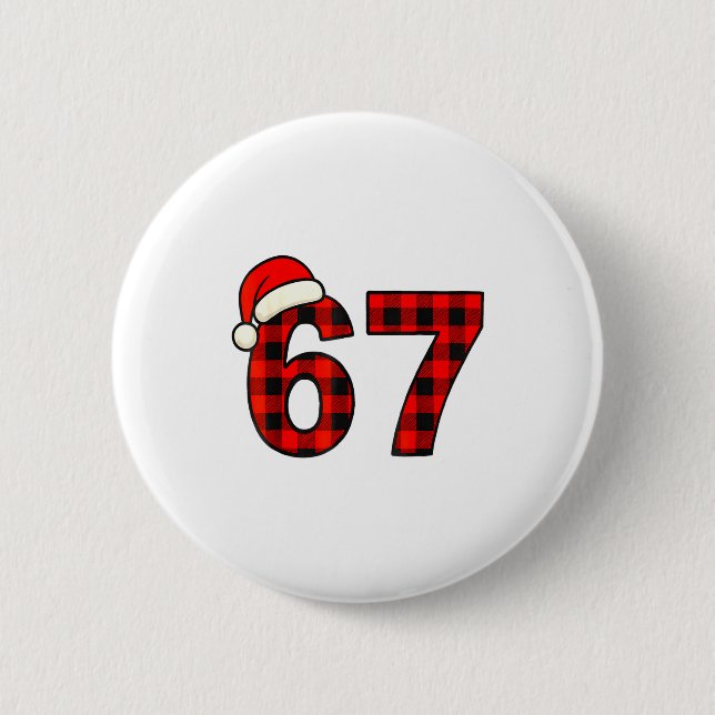 Badge Rond 5 Cm 67 Christmas Funny Six Seven Meme Brainrot Plaid S (Devant)