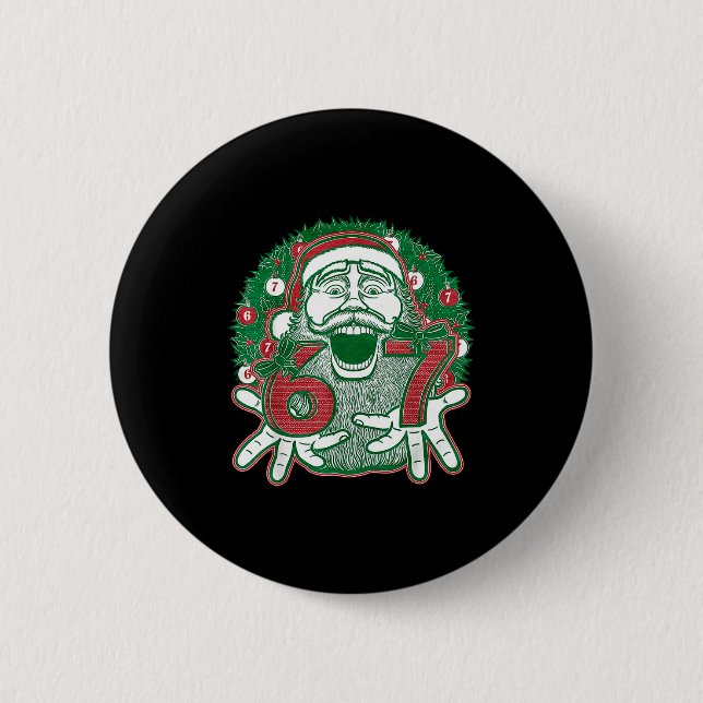 Badge Rond 5 Cm 67 Christmas Funny Six Seven Meme Brainrot Santa C (Devant)