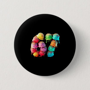 Badge Rond 5 Cm 67 Cuillère à glace goutte numéro couleur style sp