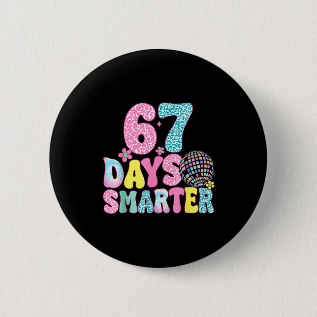 Badge Rond 5 Cm 67 Days Smarter Rainbow Back To School Teacher Kid (Devant)