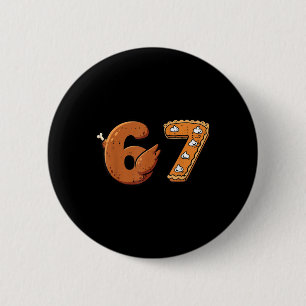 Badge Rond 5 Cm 67 drôle de Thanksgiving 6 7 Mème Six Sept Dinde