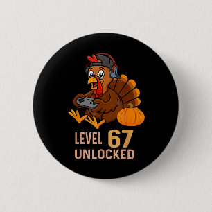 Badge Rond 5 Cm 67 Garçons de Thanksgiving Dinde Joueur Six Sept M