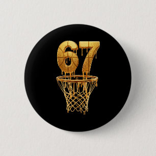 Badge Rond 5 Cm 67 Gold Drip Basket-ball 6 7 Six Seven Meme Gen Al