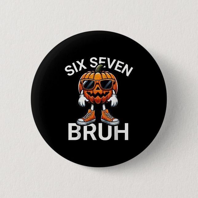 Badge Rond 5 Cm 67 Halloween Drôle Six Sept Mème Brainrot Citrouil (Devant)