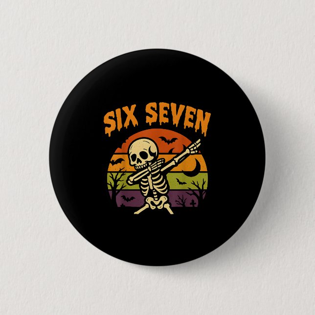 Badge Rond 5 Cm 67 Halloween Meme 6 7 Skeleton Six Seven Numbers F (Devant)