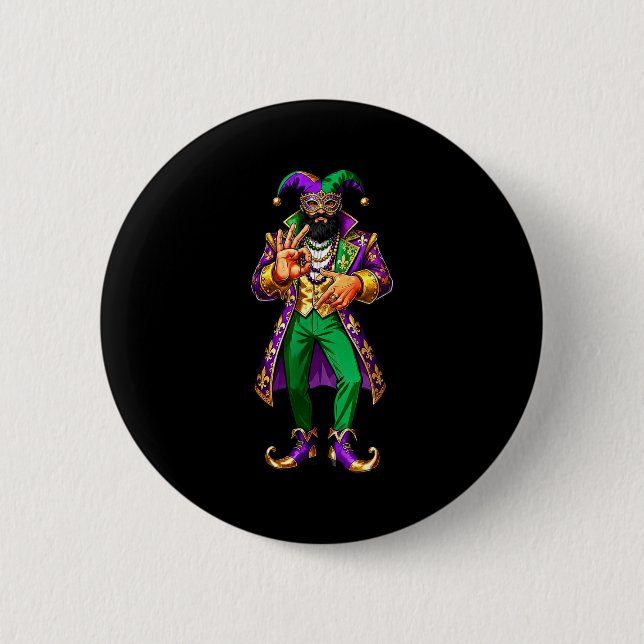 Badge Rond 5 Cm 67 Jester Man Mardi Gras Six Seven Meme Gen Alpha  (Devant)