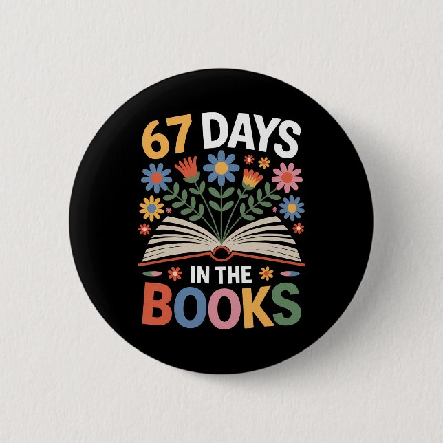Badge Rond 5 Cm 67 jours dans les livres Ck à l'école lecture Libé (Devant)