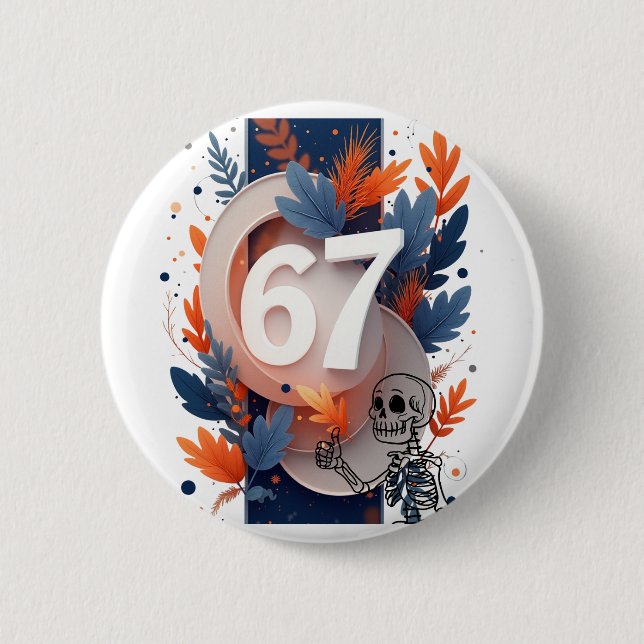 Badge Rond 5 Cm 67 Main de squelette Halloween (Devant)