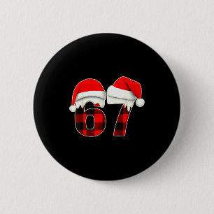 Badge Rond 5 Cm 67 Meme Brainrot Drôle de Noël à Carreaux Pyjama d