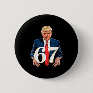 Badge Rond 5 Cm 67 Meme Drôle Trump 67 Mains Meme Argot 6 7 Mains