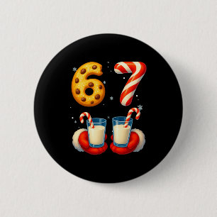 Badge Rond 5 Cm 67 Meme Noël Cookie Canne à Sucre Drôle Six Sept