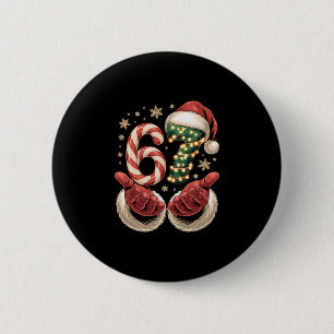 Badge Rond 5 Cm 67 Meme Noël Drôle 6 7 Argot Gen Alpha Père Noël