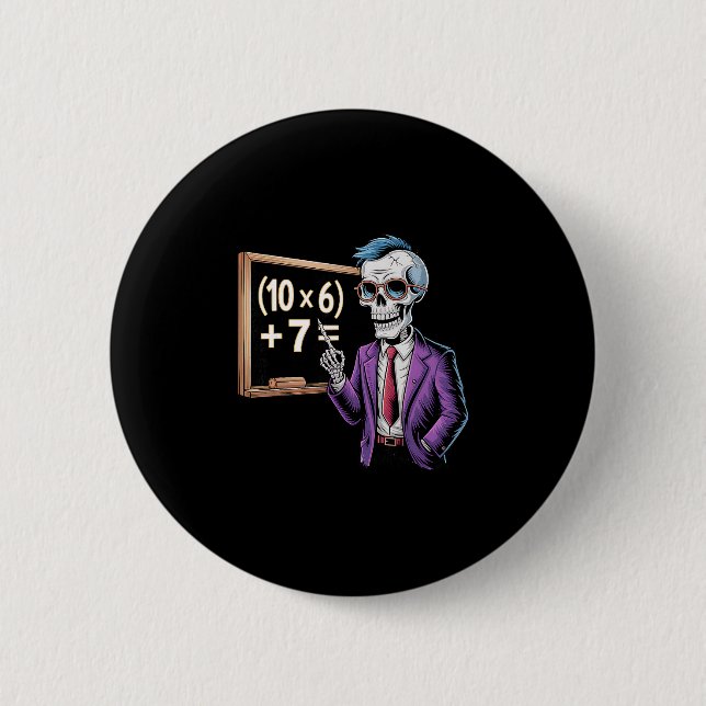 Badge Rond 5 Cm 67 Mème Prof de Maths Brainrot Six Sept Halloween  (Devant)