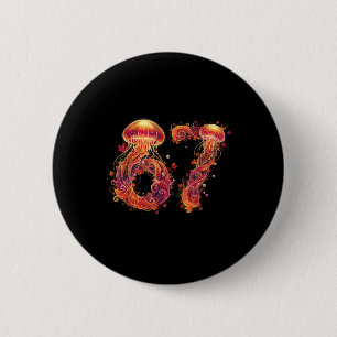 Badge Rond 5 Cm 67 Mème Six Sept 6 7 Rétro Méduse Mer Océan Th