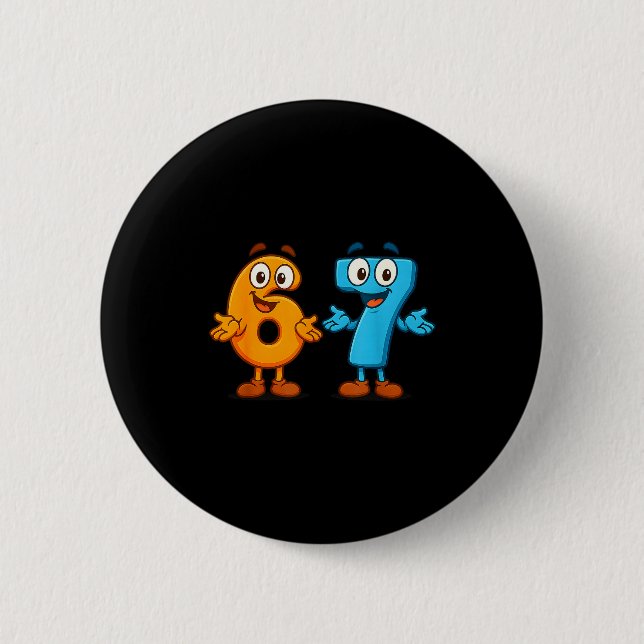 Badge Rond 5 Cm 67 Mème Six Sept Enfants Blocs Numéro Prof de Math (Devant)