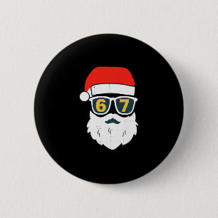 Badge Rond 5 Cm 67 Mème Six Sept Visage de Père Noël Enfants Homme