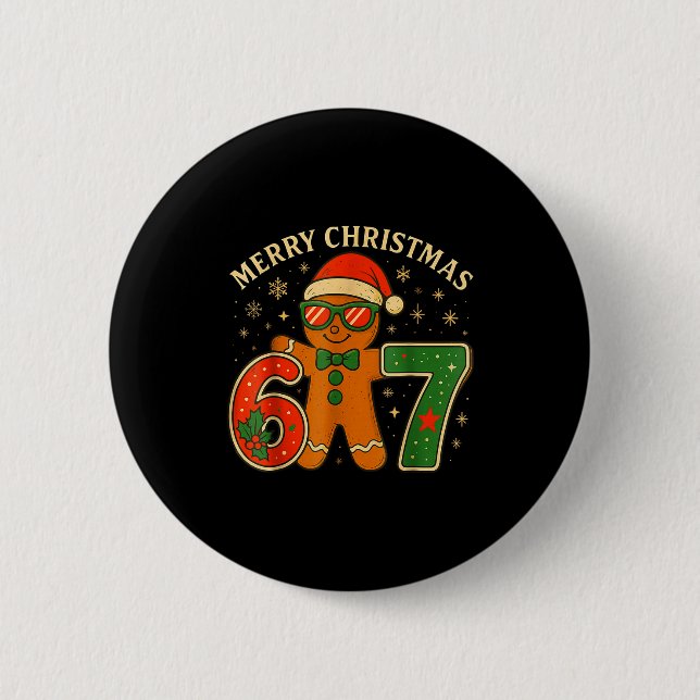 Badge Rond 5 Cm 67 Meme Six Seven 6 7 Meme Funny Christmas Gingerb (Devant)