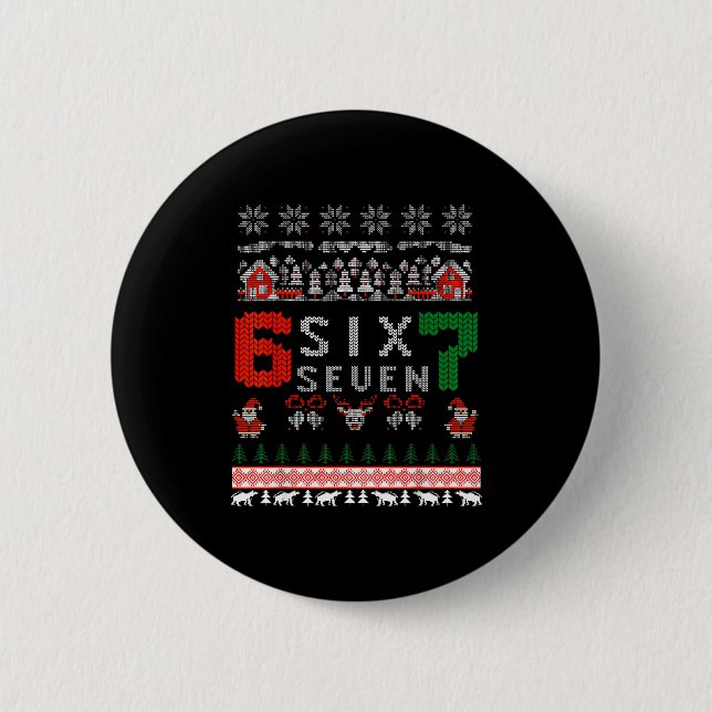 Badge Rond 5 Cm 67 Meme Six Seven Christmas Ugly Sweater For Kids  (Devant)