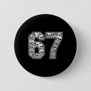 Badge Rond 5 Cm 67 motif de crâne de mème art graphique Halloween