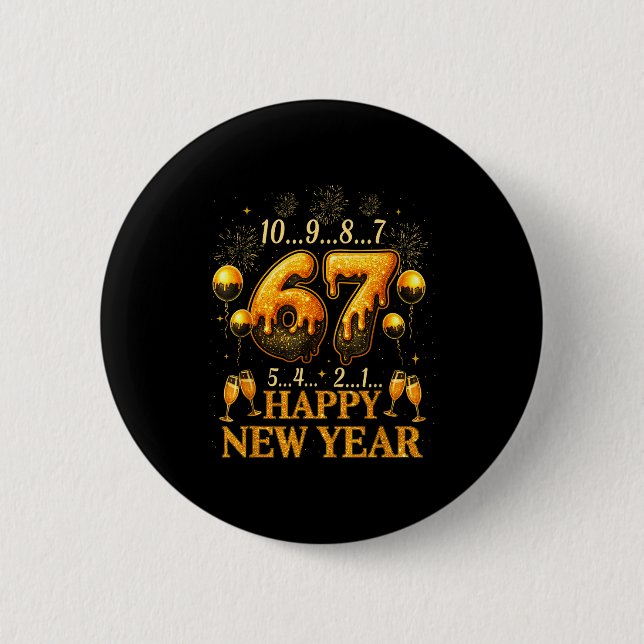 Badge Rond 5 Cm 67 New Year Six Seven Funny Countdown 2026  (Devant)