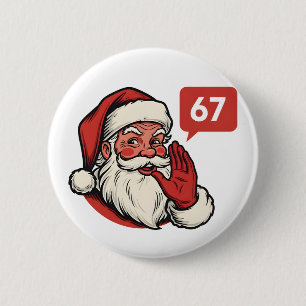 Badge Rond 5 Cm 67 Noël Joyeux Six Sept Brainrot Père Noël