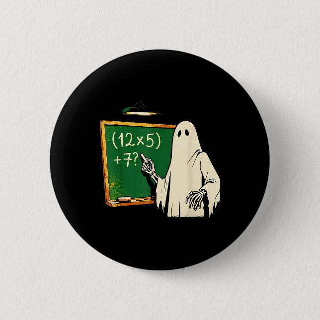 Badge Rond 5 Cm 67 Prof Halloween Fantôme Six Sept Mème Brainrot (Devant)