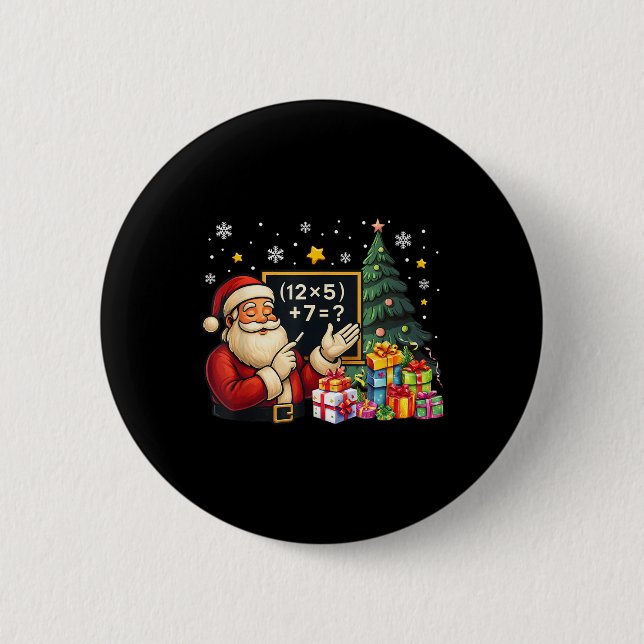 Badge Rond 5 Cm 67 Prof Santa Noël Six Sept Mème Brainrot (Devant)