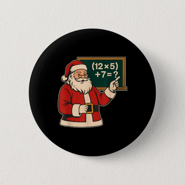 Badge Rond 5 Cm 67 Professeur Noël Santa Six Sept Mème Brainrot (Devant)