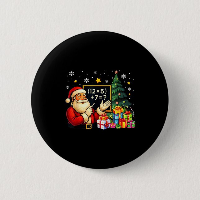 Badge Rond 5 Cm 67 Professeur Santa Noël Six Sept Mème Brainrot (Devant)