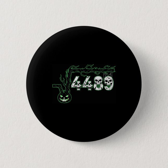 Badge Rond 5 Cm 67 Root Six Seven 6 7 Meme Funny Halloween Pumpkin (Devant)