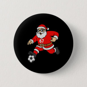 Badge Rond 5 Cm 67 Santa Foot Six Sept Mème Noël Sport Hommes