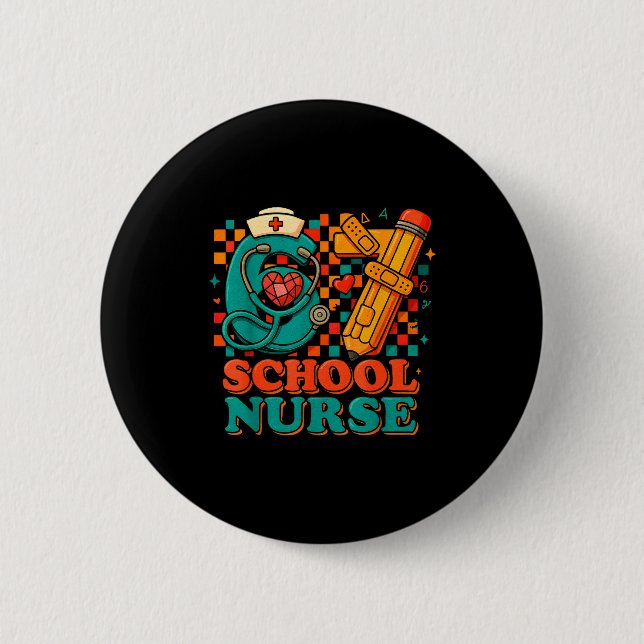 Badge Rond 5 Cm 67 School Nurse Days Pencil Heart Funny Medical  (Devant)