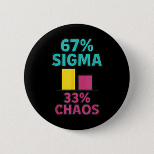 Badge Rond 5 Cm 67% Sigma 33% Chaos 67 Aura Énergie Six Sept Rizz