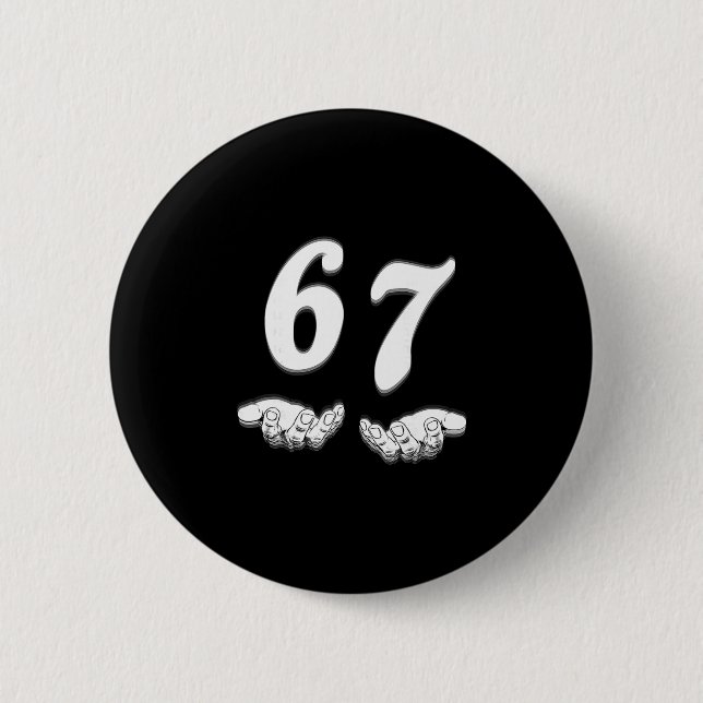 Badge Rond 5 Cm 67 Six Sept Avec Mains Noir Et Blanc Art (Devant)