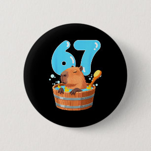 Badge Rond 5 Cm 67 Six Seven 6-7 Capybara Drôle Adolescents Enfant