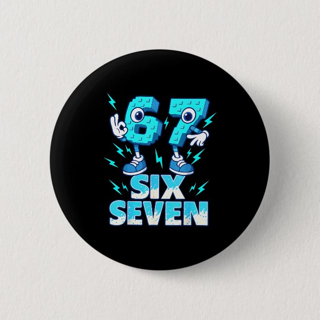Badge Rond 5 Cm 67 Six Seven 6-7 - Funny Italian Brainrot Kids Gam (Devant)